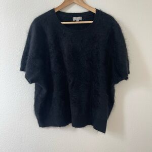 J. Crew Women's Fuzzy Black Crew Neck Sweater